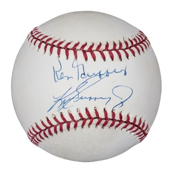 Ken Griffey Jr & Ken Griffey Sr. Dual Signed OAL Budig Baseball (JSA)